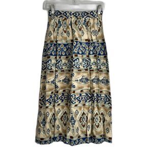 Petite Sophisticates Aztec Southwestern Pleat Waist Midi Skirt USA Made Sz‎ SM